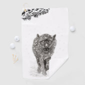 Der graue Schwarze Wolf im Schnee , der wilde Wint Golfhandtuch (Insitu)