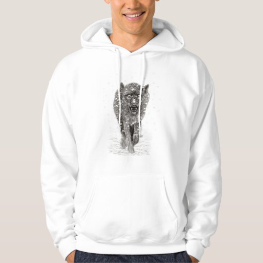 Der graue Schwarze Wolf im Schnee , der wilde Wint Hoodie (Vorderseite)
