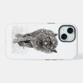 Der graue Schwarze Wolf im Schnee , der wilde Wint iPhone 15 Hülle (Rückseite (Horizontal))