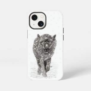Der graue Schwarze Wolf im Schnee , der wilde Wint iPhone 13 Mini Hülle