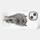 Der graue Schwarze Wolf im Schnee , der wilde Wint iPhone Hülle (Rückseite (Horizontal))