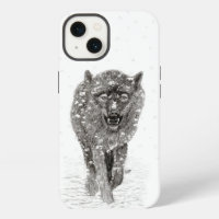 Der graue Schwarze Wolf im Schnee , der wilde Wint