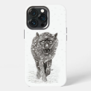 Der graue Schwarze Wolf im Schnee , der wilde Wint iPhone 13 Pro Hülle
