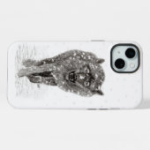 Der graue Schwarze Wolf im Schnee , der wilde Wint iPhone Hülle (Rückseite (Horizontal))