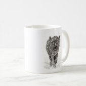 Der graue Schwarze Wolf im Schnee , der wilde Wint Kaffeetasse (VorderseiteRechts)