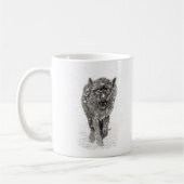 Der graue Schwarze Wolf im Schnee , der wilde Wint Kaffeetasse (Links)