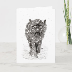 Der graue Schwarze Wolf im Schnee , der wilde Wint Karte