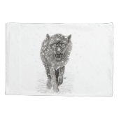 Der graue Schwarze Wolf im Schnee , der wilde Wint Kissenbezug (Rückseite-Links)