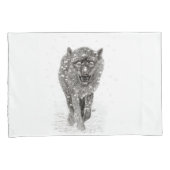 Der graue Schwarze Wolf im Schnee , der wilde Wint Kissenbezug (Vorderseite-Rechts)