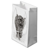 Der graue Schwarze Wolf im Schnee , der wilde Wint Kleine Geschenktüte (Rückseite Schrägansicht)