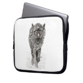 Der graue Schwarze Wolf im Schnee , der wilde Wint Laptopschutzhülle (Vorderseite Links)