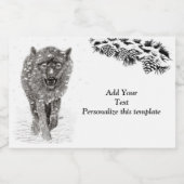 Der graue Schwarze Wolf im Schnee , der wilde Wint Lebensmitteletikett (Einzelnes Label)