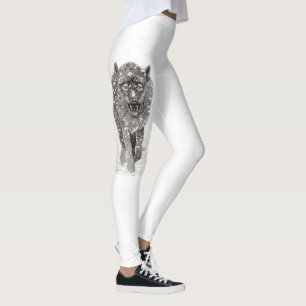 Der graue Schwarze Wolf im Schnee , der wilde Wint Leggings