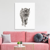 Der graue Schwarze Wolf im Schnee , der wilde Wint Leinwanddruck (Insitu (Wohnzimmer))