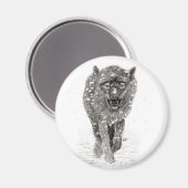 Der graue Schwarze Wolf im Schnee , der wilde Wint Magnet (Vorderseite/Rückseite)