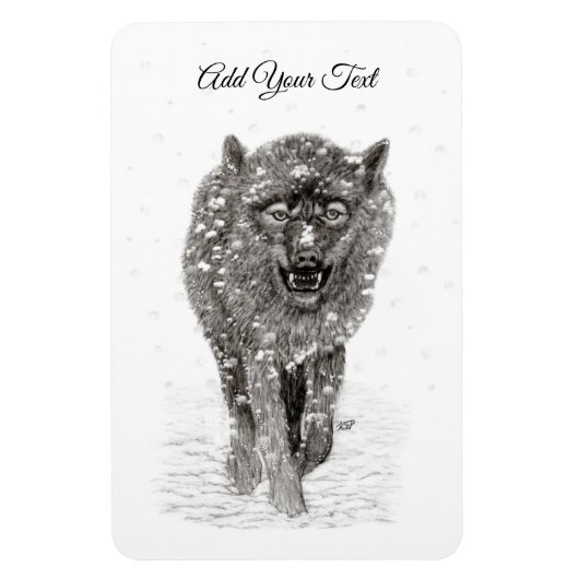 Der graue Schwarze Wolf im Schnee , der wilde Wint Magnet (Vertikal)