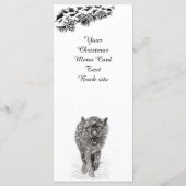 Der graue Schwarze Wolf im Schnee , der wilde Wint Menükarte (Rückseite)