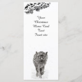 Der graue Schwarze Wolf im Schnee , der wilde Wint Menükarte (Vorderseite)