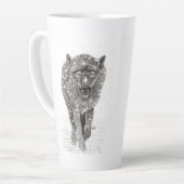 Der graue Schwarze Wolf im Schnee , der wilde Wint Milchtasse (Linke Ecke)