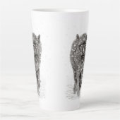 Der graue Schwarze Wolf im Schnee , der wilde Wint Milchtasse (Vorderseite)