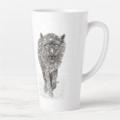 Der graue Schwarze Wolf im Schnee , der wilde Wint Milchtasse (Rechts)
