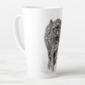 Der graue Schwarze Wolf im Schnee , der wilde Wint Milchtasse (Linke Ecke)