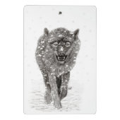 Der graue Schwarze Wolf im Schnee , der wilde Wint Mini Klemmbrett (Rückseite)