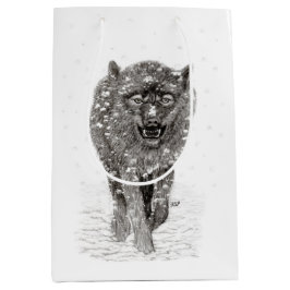 Der graue Schwarze Wolf im Schnee , der wilde Wint Mittlere Geschenktüte