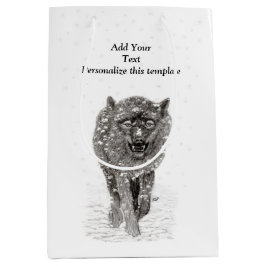 Der graue Schwarze Wolf im Schnee , der wilde Wint Mittlere Geschenktüte