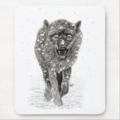 Der graue Schwarze Wolf im Schnee , der wilde Wint Mousepad (Vorne)
