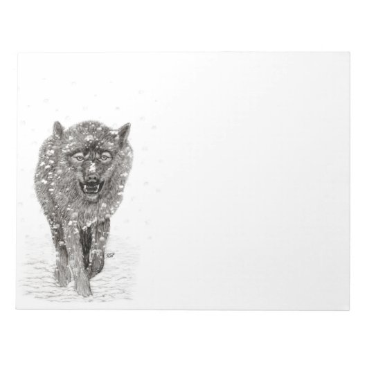 Der graue Schwarze Wolf im Schnee , der wilde Wint Notizblock (Vorderseite)