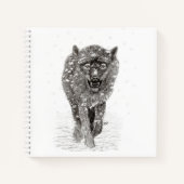 Der graue Schwarze Wolf im Schnee , der wilde Wint Notizblock (Vorderseite)