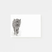 Der graue Schwarze Wolf im Schnee , der wilde Wint Post-it Klebezettel (Vorderseite)