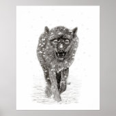 Der graue Schwarze Wolf im Schnee , der wilde Wint Poster (Vorne)