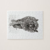 Der graue Schwarze Wolf im Schnee , der wilde Wint Puzzle (Horizontal)