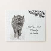 Der graue Schwarze Wolf im Schnee , der wilde Wint Puzzle (Horizontal)