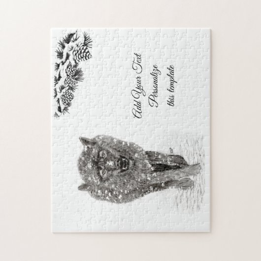 Der graue Schwarze Wolf im Schnee , der wilde Wint Puzzle (Vertikal)