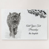 Der graue Schwarze Wolf im Schnee , der wilde Wint Puzzle (Horizontal)