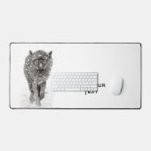 Der graue Schwarze Wolf im Schnee , der wilde Wint Schreibtischunterlage (Tastatur & Maus)