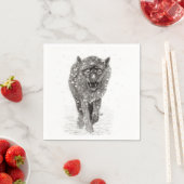 Der graue Schwarze Wolf im Schnee , der wilde Wint Serviette (Beispiel)