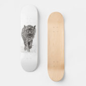 Der graue Schwarze Wolf im Schnee , der wilde Wint Skateboard (Vorderseite)
