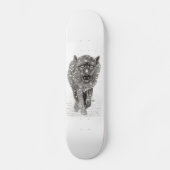 Der graue Schwarze Wolf im Schnee , der wilde Wint Skateboard (Vorderseite)