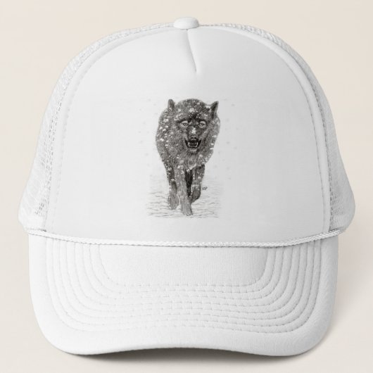 Der graue Schwarze Wolf im Schnee , der wilde Wint Truckerkappe (Vorderseite)