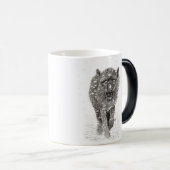 Der graue Schwarze Wolf im Schnee , der wilde Wint Verwandlungstasse (VorderseiteRechts)