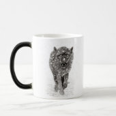 Der graue Schwarze Wolf im Schnee , der wilde Wint Verwandlungstasse (Links)