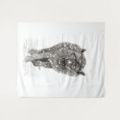 Der graue Schwarze Wolf im Schnee , der wilde Wint Wandteppich (Vorderseite (Horizontal))