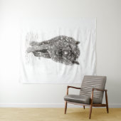Der graue Schwarze Wolf im Schnee , der wilde Wint Wandteppich (Beispiel (Horizontal))