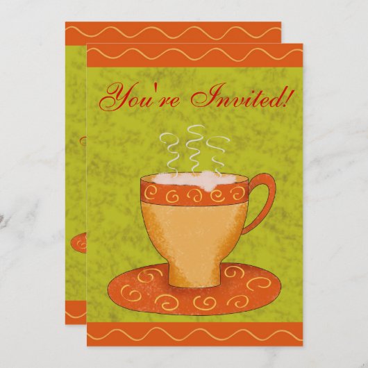 Der Green & Orange Cup - individuelle Kaffeeverans Einladung (Vorne/Hinten)