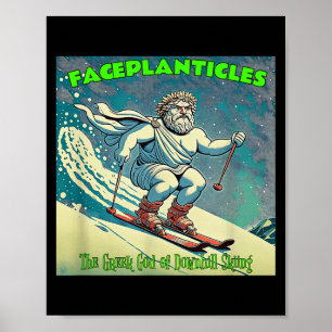 Der griechische Gott des Abfahrtsskilaufens und Ge Poster