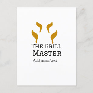 Der Grill-Meister hinzufügen Namen Text Kochen am Postkarte